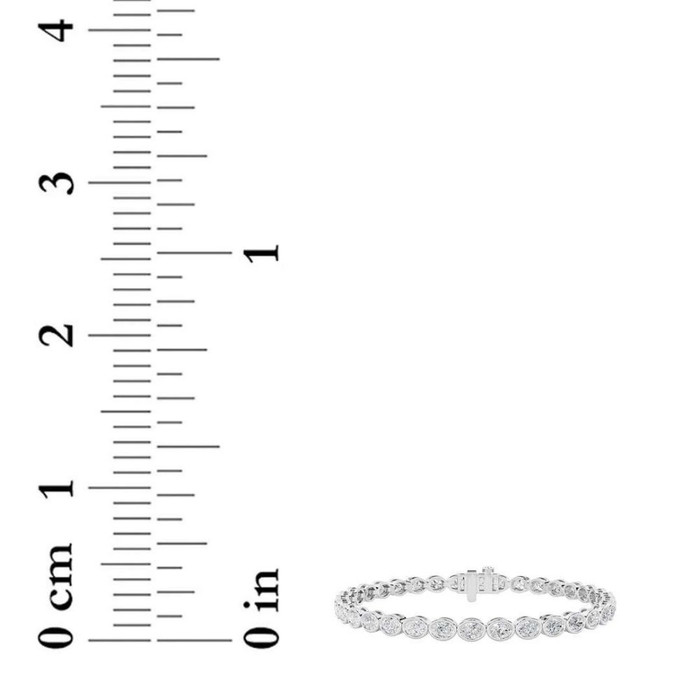 15Ct TW East West Oval Bezel Diamond Tennis Bracelet 14k Gold 7" Lab Grown