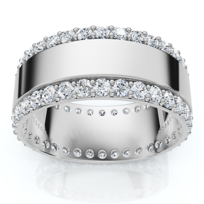 1Ct Lab Grown Diamond Ring Mens Textured Wedding 8mm Band White or Yellow Gold