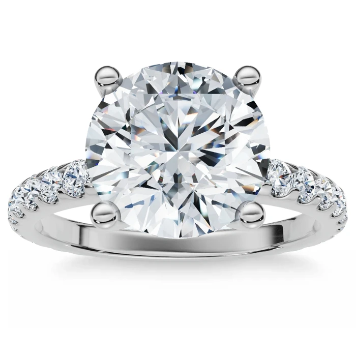Certified 3.40Ct Round Cut Diamond Engagement Ring 14k Gold Lab Grown