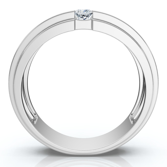 1Ct Men's Princess Cut Diamond Tension Set Wedding Ring 14k Gold Lab Grown