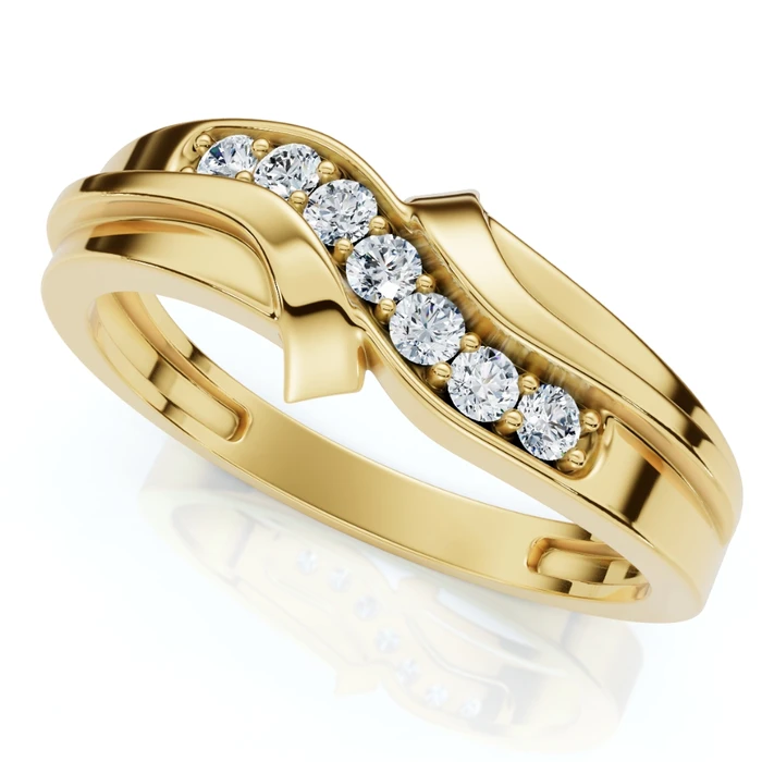 Men's Diamond Curve Polished Wedding Ring Lab Grown 10k Gold