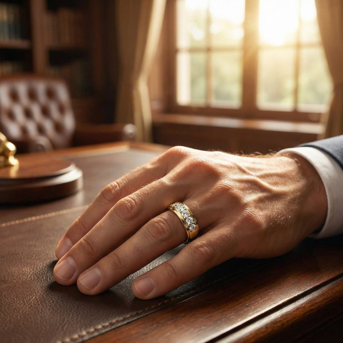 1 Ct Diamond Ring Mens High Polished Solid Yellow Gold Wedding Band Lab Grown