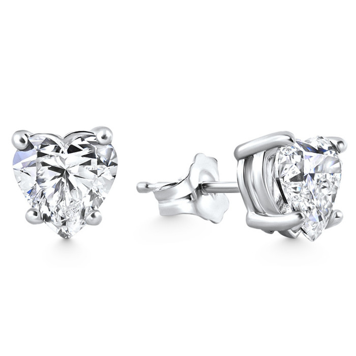 2Ct TW Heart Shape Diamond Studs Lab Grown 14k White Gold 2Ct TW Heart Shape Diamond Studs Lab Grown 14k White Gold