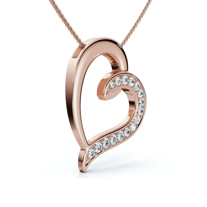 1/2ct Diamond Heart Pendant Gold 18" Necklace Lab Grown