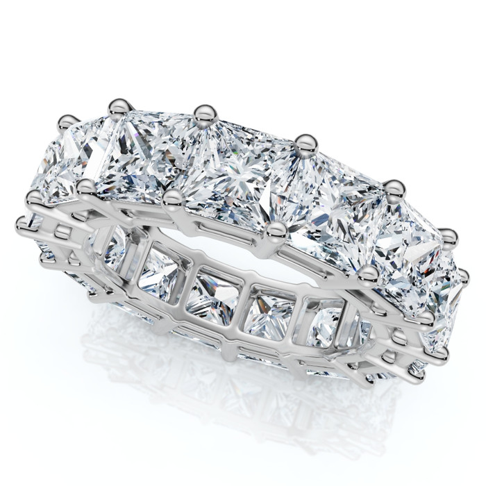 8Ct Princess Cut Diamond Eternity Ring 14k Gold Lab Grown 4.5mm Wide