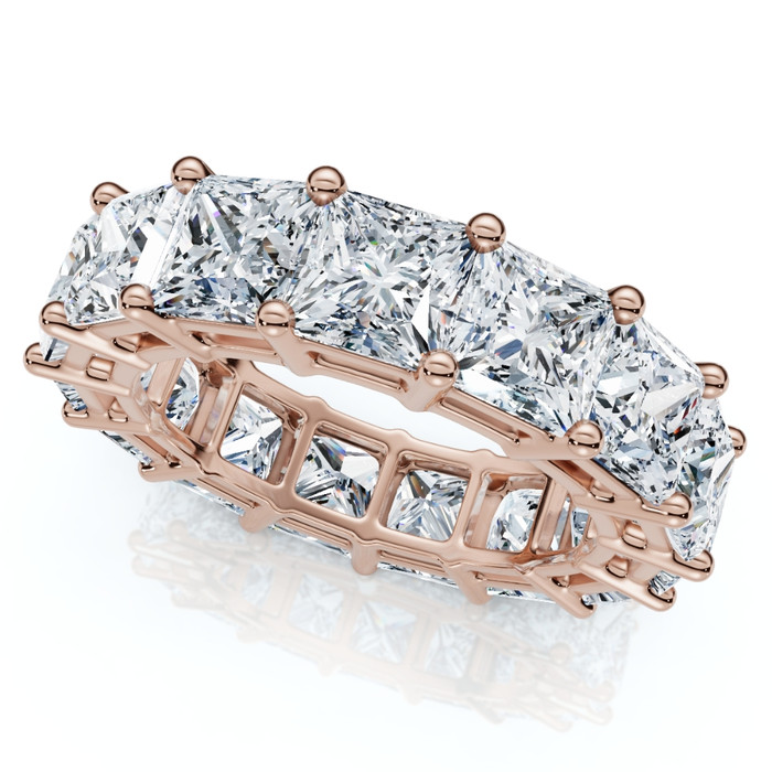 8Ct Princess Cut Diamond Eternity Ring 14k Gold Lab Grown 4.5mm Wide