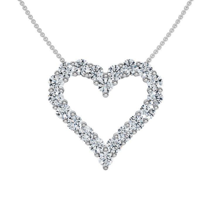 1Ct Diamond Heart Pendant 14k Gold Lab Grown 3/4" Tall Necklace 1Ct Diamond Heart Pendant 14k Gold Lab Grown 3/4" Tall Necklace