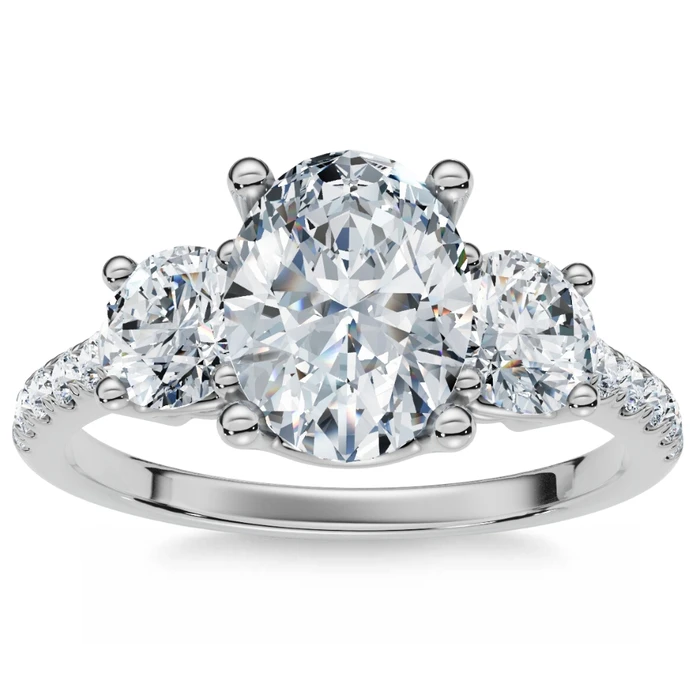 1.60Ct Oval Diamond Engagement Ring 14k Gold Lab Grown With Side Stones