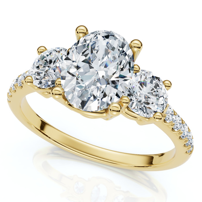 1.60Ct Oval Diamond Engagement Ring 14k Gold Lab Grown With Side Stones