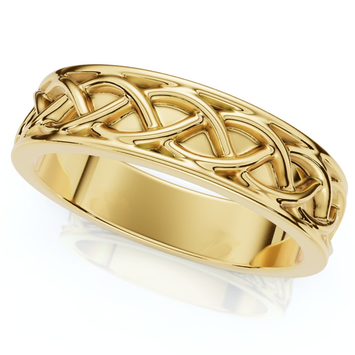 Men's 6mm Solid 14k Gold Wedding Band Braided Anniversary Ring