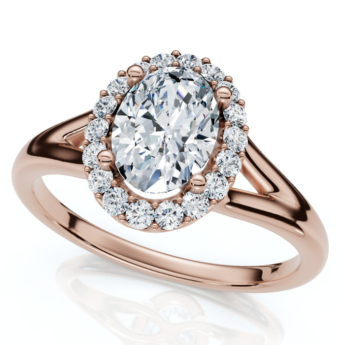 1 1/5Ct Oval Diamond Halo Engagement Ring 14k Gold Lab Grown