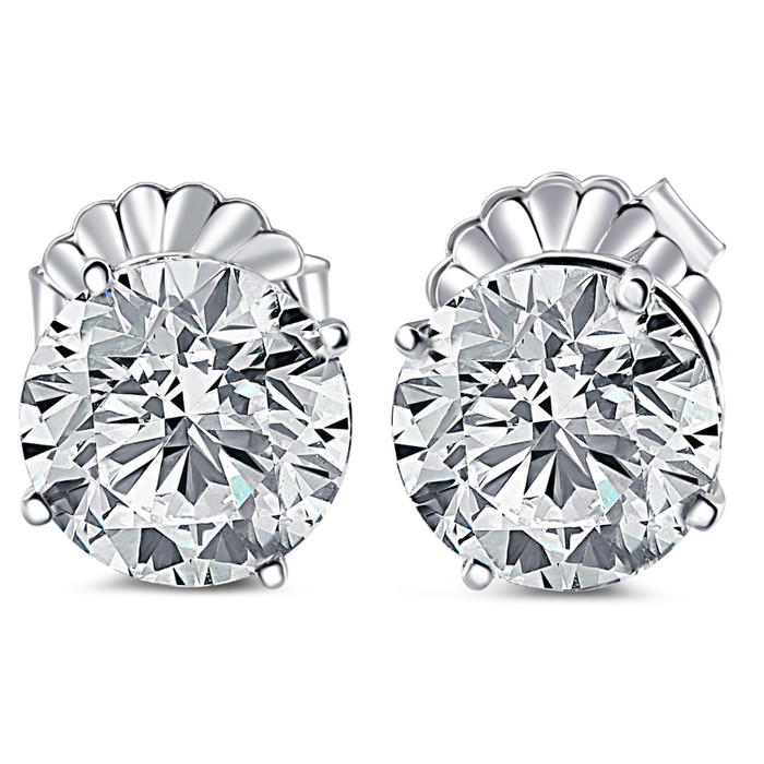 Certified 6.00CT Round Diamond Studs 14k White Gold Lab Grown