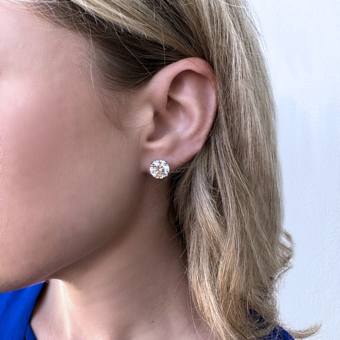 Certified 6.00CT Round Diamond Studs 14k White Gold Lab Grown