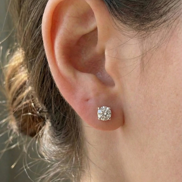 1 1/2ct Lab Grown Diamond Studs 14k White Gold Earrings