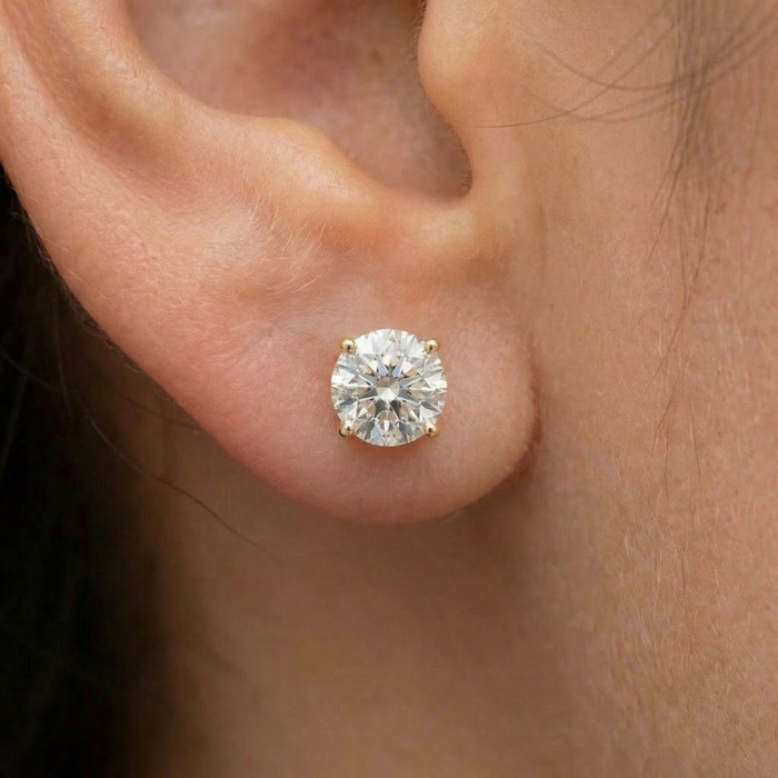 1 1/2ct Lab Grown Diamond Studs 14k Yellow Gold Earrings