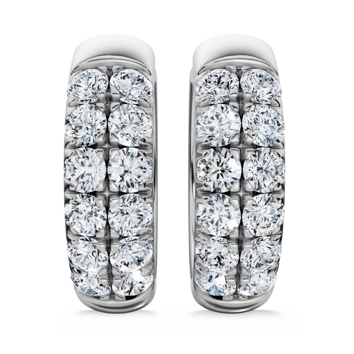 5/8Ct Diamond Hoops 10k Gold Earrings Lab Grown 1/2" tall