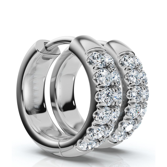 5/8Ct Diamond Hoops 10k Gold Earrings Lab Grown 1/2" tall