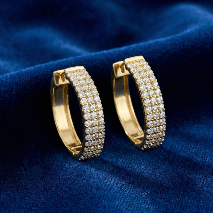 1 Ct Diamond Lab Grown Hoops Women's Earrings 10k Yellow Gold