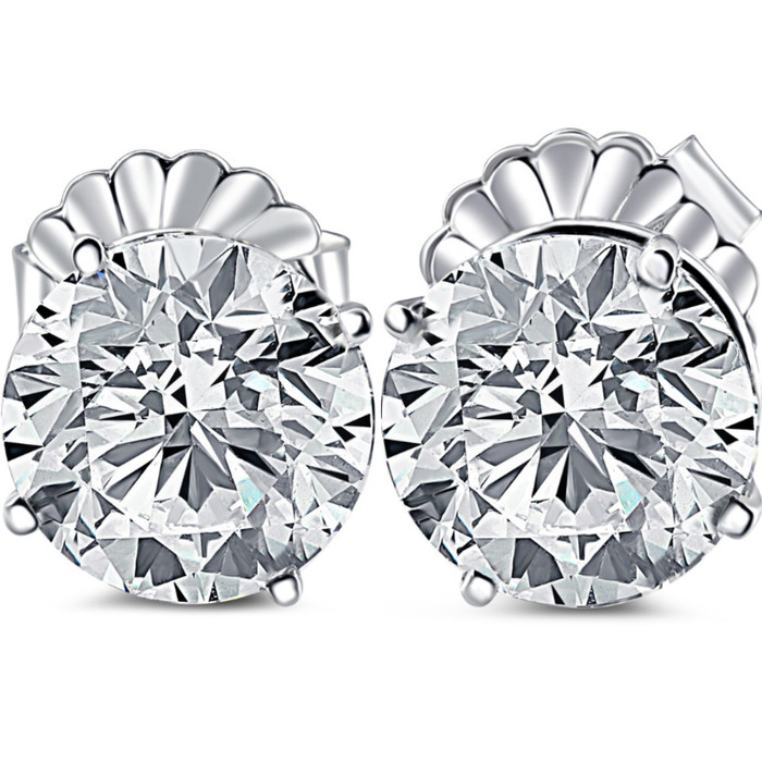 8Ct TW Certified Lab Grown Diamond Studs in 14k White Gold