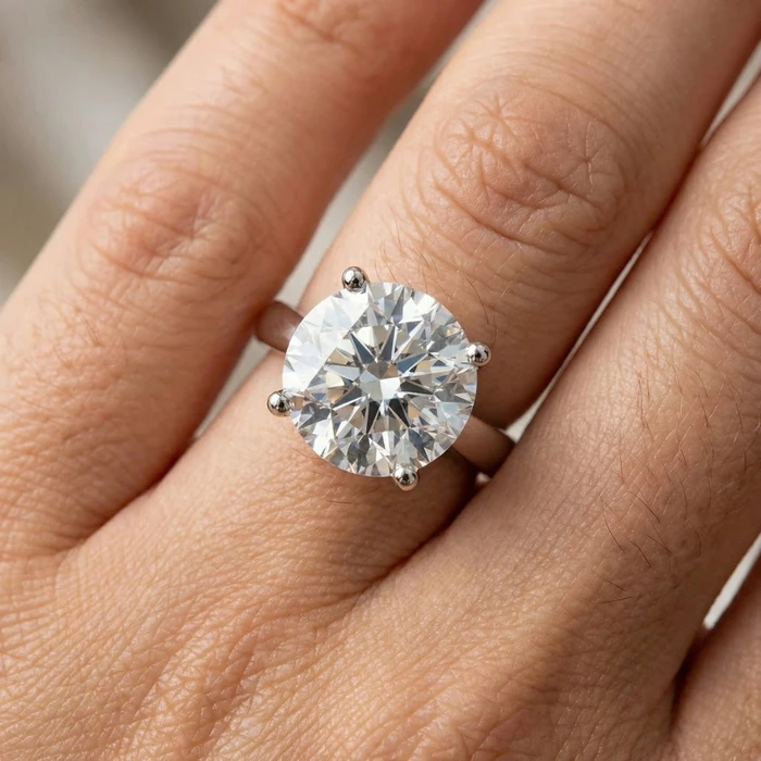 Certified 4 1/3Ct Round Diamond Engagement Ring With Accents 14k Gold Lab Grown