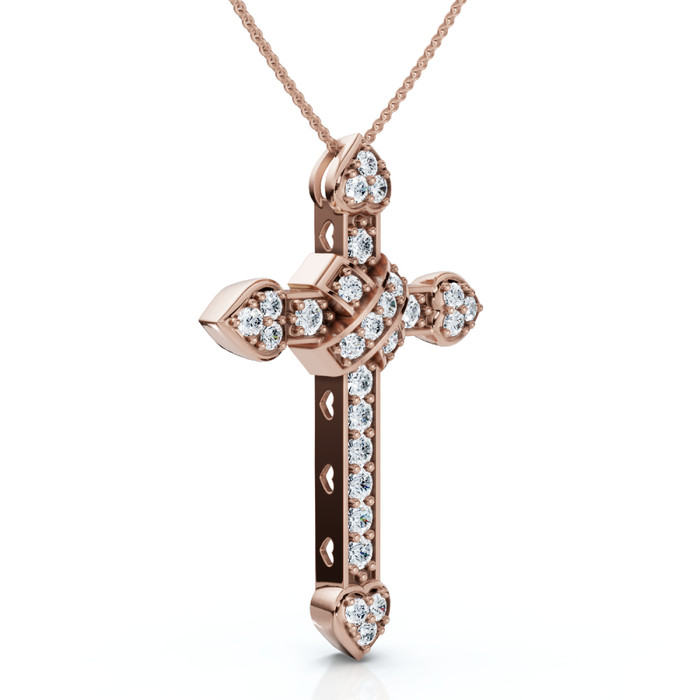 1/2Ct Diamond Cross Lab Grown 14k Gold 1.25" Tall