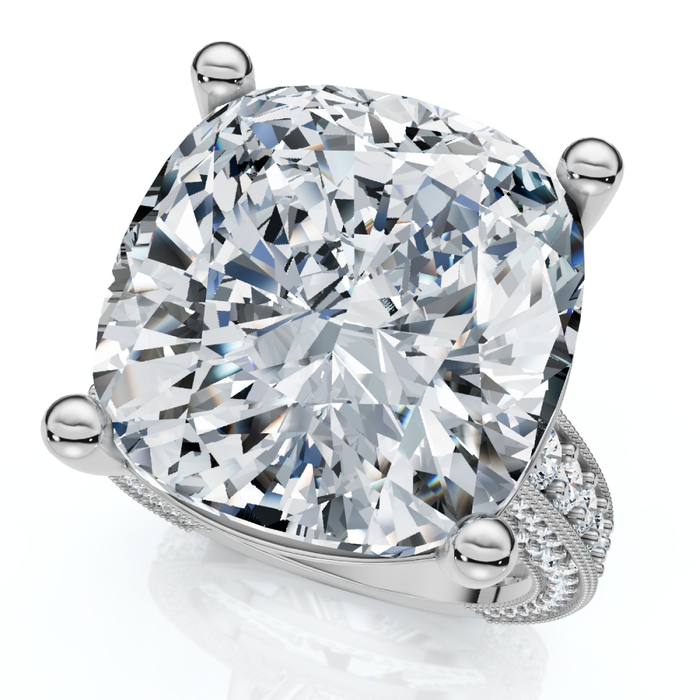 Certified 16Ct Cushion Diamond Engagement Ring 14k Gold Lab Grown