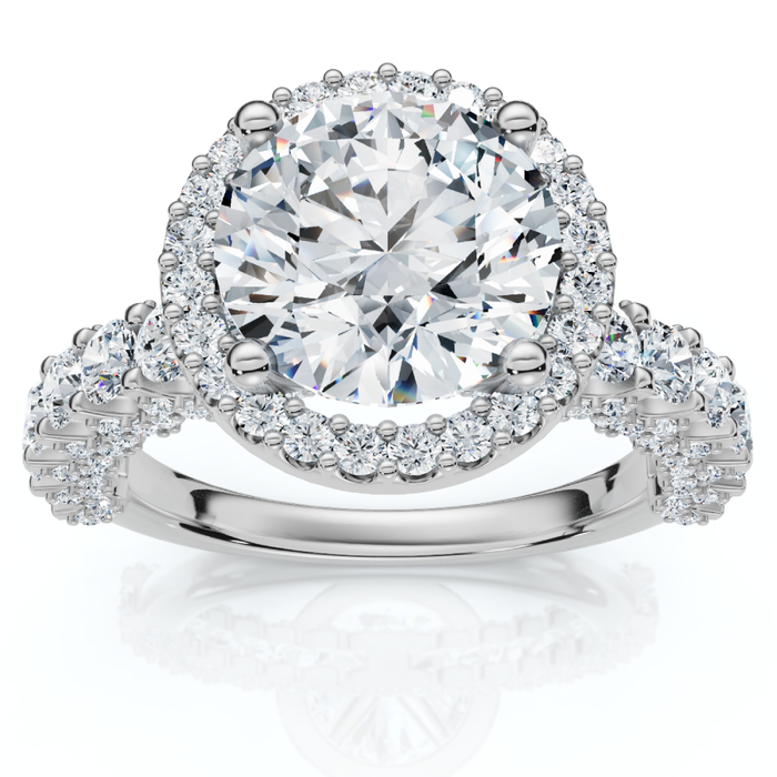 Certified 3 1/5Ct Pave Diamond Engagement Ring 14k Gold Lab Grown