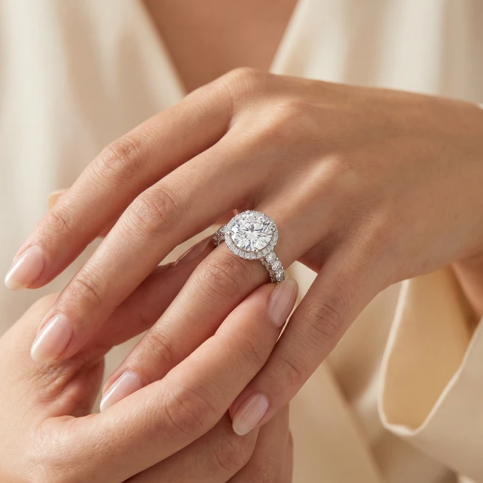 Certified 3 1/5Ct Pave Diamond Engagement Ring 14k Gold Lab Grown