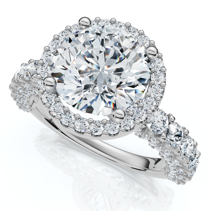 Certified 3 1/5Ct Pave Diamond Engagement Ring 14k Gold Lab Grown