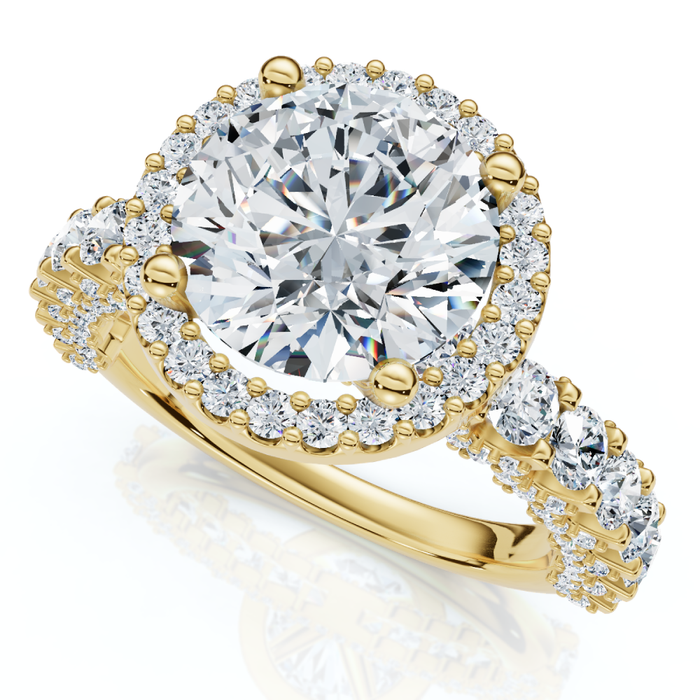Certified 3 1/5Ct Pave Diamond Engagement Ring 14k Gold Lab Grown