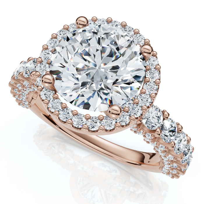 Certified 3 1/5Ct Pave Diamond Engagement Ring 14k Gold Lab Grown
