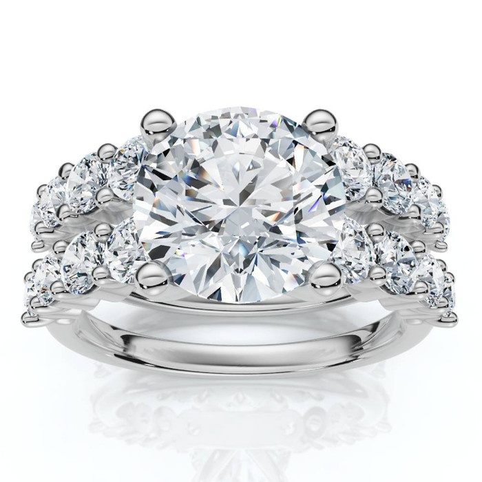 Certified 3 6/8ct Diamond Engagement Wedding Ring Set 14k Gold Lab Grown