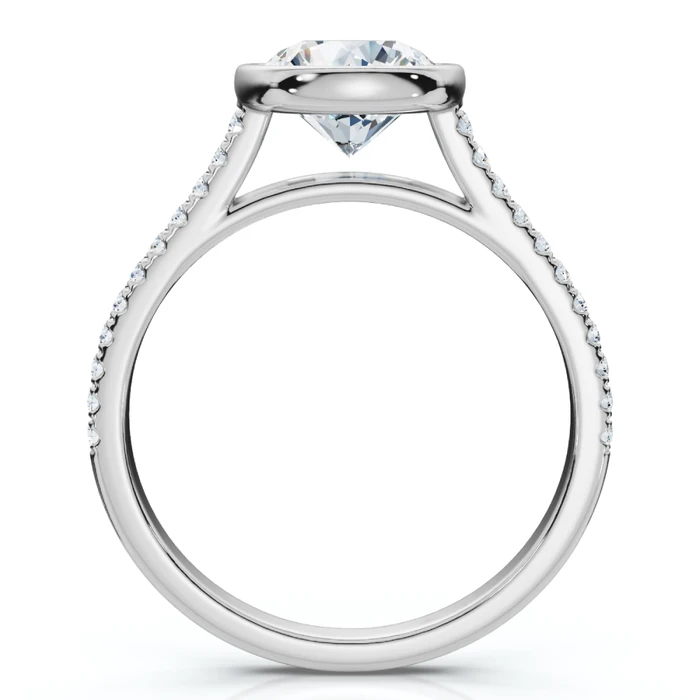 Certified 1 1/2ct Diamond Bezel With Accent Engagement Ring 14k Gold Lab Grown