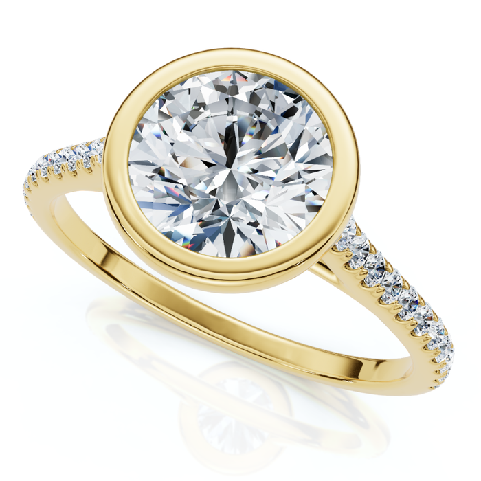 Certified 1 1/2ct Diamond Bezel With Accent Engagement Ring 14k Gold Lab Grown