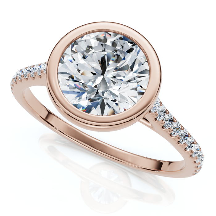 Certified 1 1/2ct Diamond Bezel With Accent Engagement Ring 14k Gold Lab Grown Certified 1 1/2ct Diamond Bezel With Accent Engagement Ring 14k Gold Lab Grown