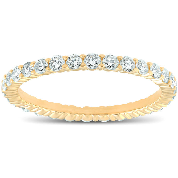 1 Ct T.W. Lab Grown Diamond Eternity Ring 14k Yellow Gold Stackable Wedding Band