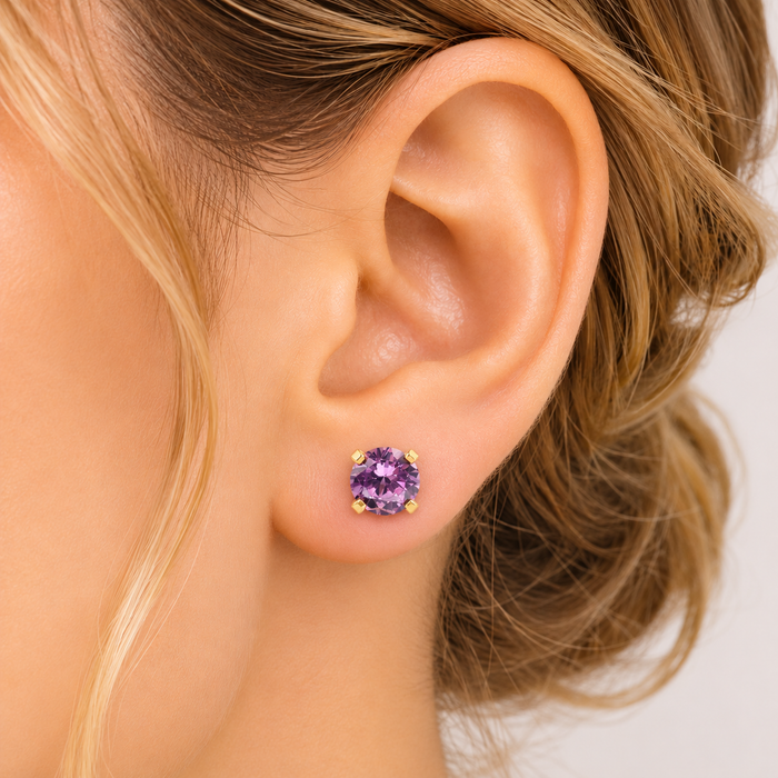 1Ct TW Amethyst Studs in 10k White or Yellow Gold
