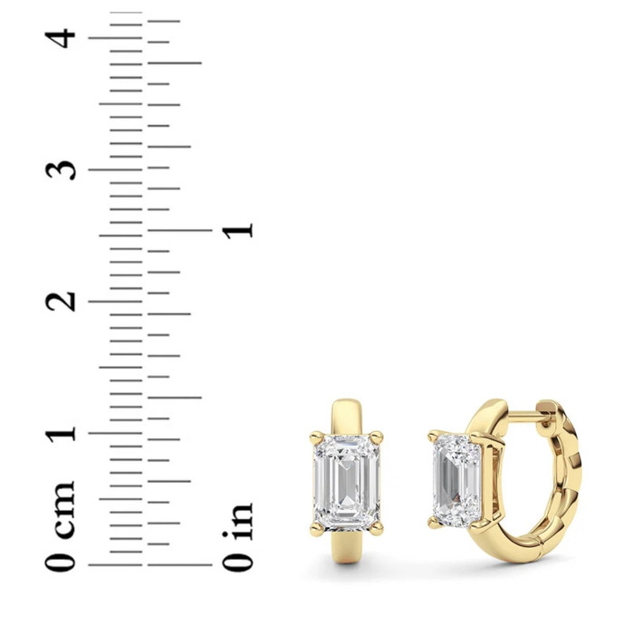 2Ct TW Emerald Diamond Hoops 14k Gold Lab Grown Huggie Earrings