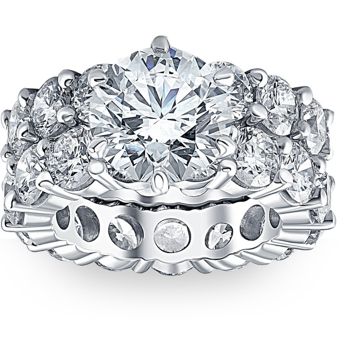 9 1/2Ct TW Diamond Eternity Engagement Wedding Ring Set 14k White Gold Lab Grown 9 1/2Ct TW Diamond Eternity Engagement Wedding Ring Set 14k White Gold Lab Grown