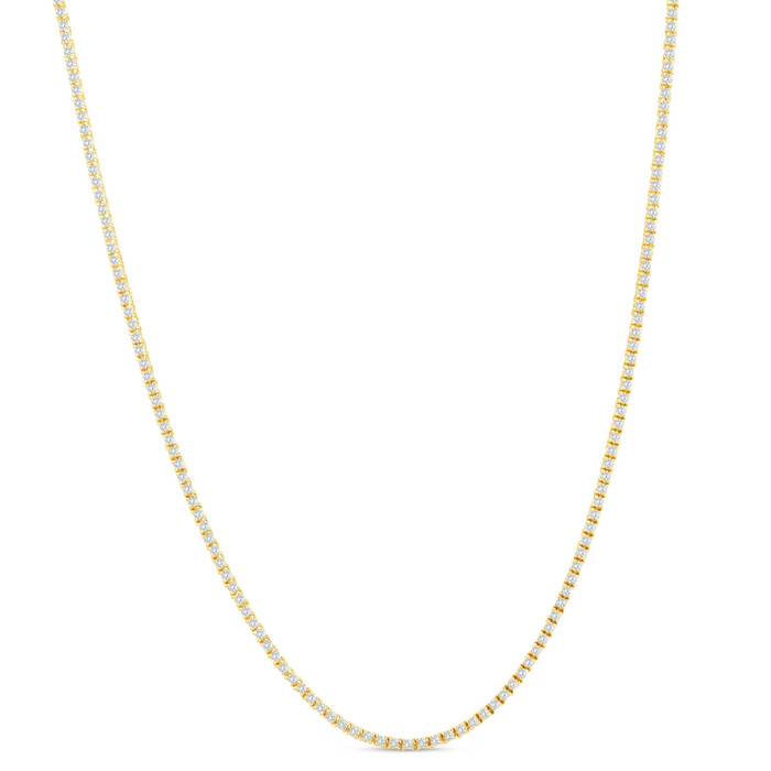Certified 5Ct 18" Diamond Tennis Necklace 14k Yellow Gold Lab Grown