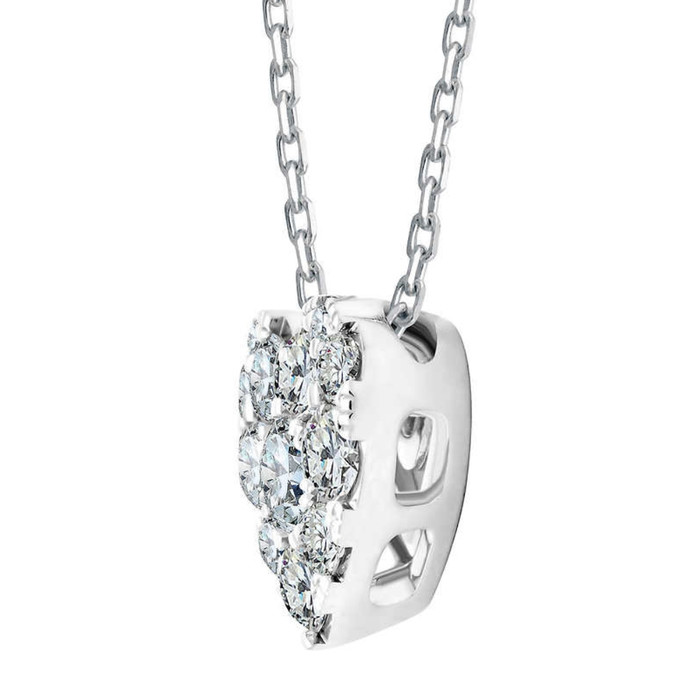 3/4Ct Diamond Heart Pendant 14k White Gold 18" Necklace Lab Grown