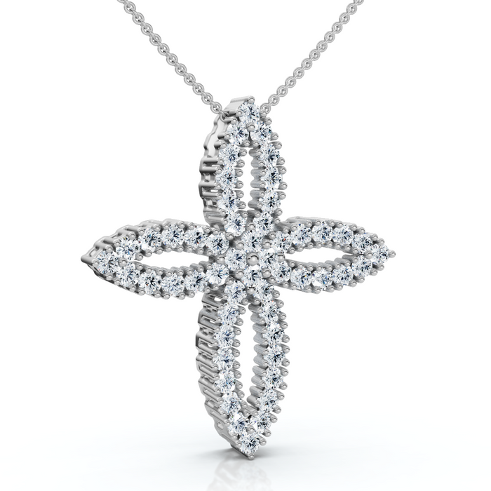1/2Ct TW Diamond Cross Religious 10k Gold Lab Grown 18" Necklace