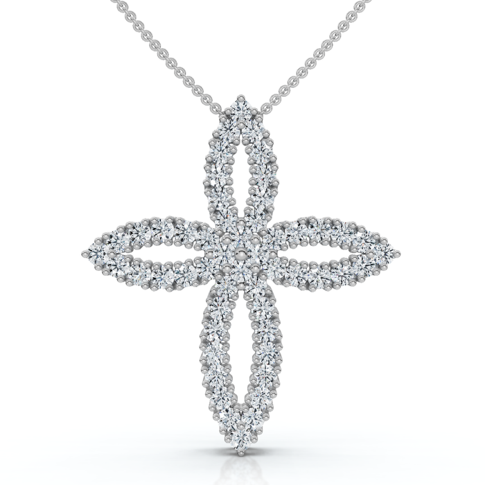 1/2Ct TW Diamond Cross Religious 10k Gold Lab Grown 18" Necklace