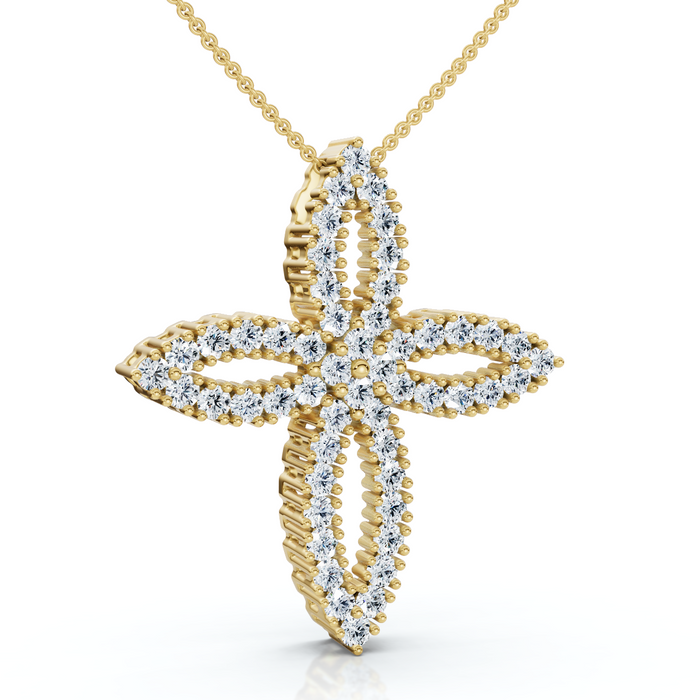 1/2Ct TW Diamond Cross Religious 10k Gold Lab Grown 18" Necklace 1/2Ct TW Diamond Cross Religious 10k Gold Lab Grown 18" Necklace