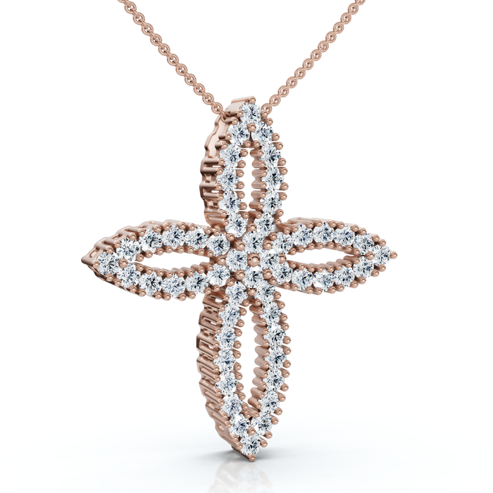 1/2Ct TW Diamond Cross Religious 10k Gold Lab Grown 18" Necklace