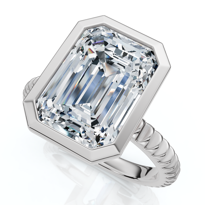 Certified 4Ct Bezel Solitaire Diamond Engagement Ring 14k Gold Lab Grown