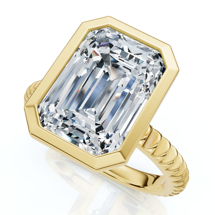 Certified 4Ct Bezel Solitaire Diamond Engagement Ring 14k Gold Lab Grown