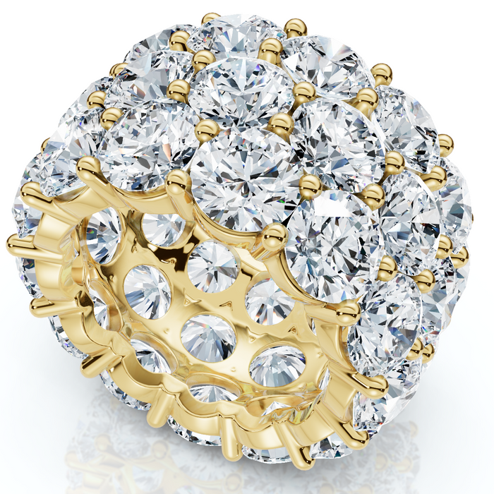 16 Ct Lab Grown Diamond 3-Row Eternity Wedding Ring in 10k White or Yellow Gold