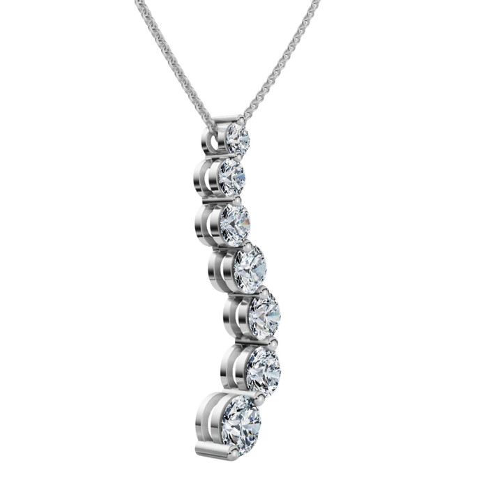 1/2 - 3 Ct Diamond 7-Stone Journey Pendant 14k Gold Necklace Lab Grown