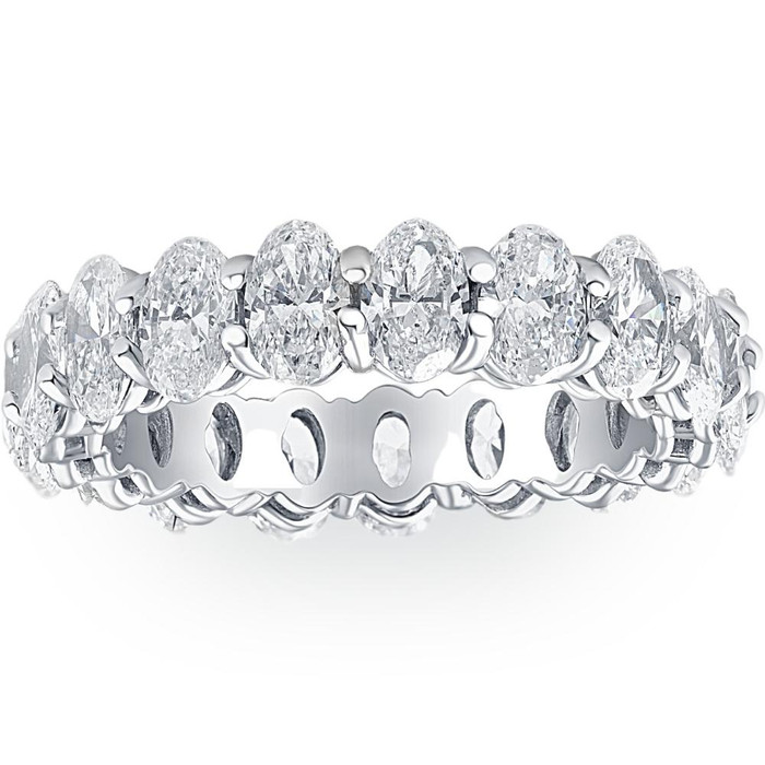 6 1/2 Ct Oval Lab Grown Diamond Eternity Ring Womens Wedding Band White Gold